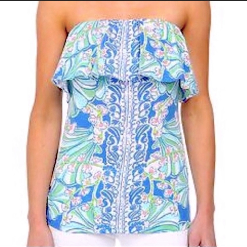 LILLY PULITZER Wiley Ruffle Tube Top Sz S